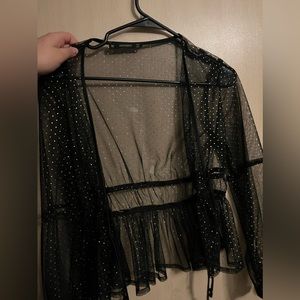 Blouse see-through black and gold size medium